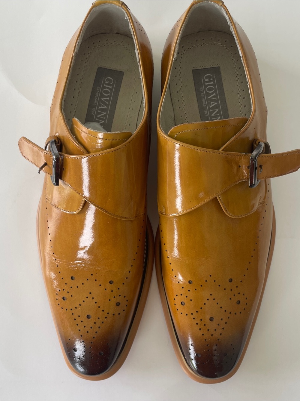 NEW! Giovanni  Jeffery leather dress shoes  with single-strap monk buckle